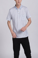 White Collar Chest Pocket Plus Size Men Shirt for Casual Party