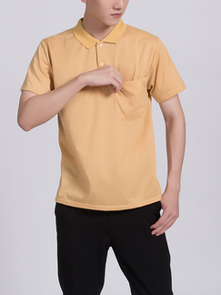Yellow Collar Chest Pocket Plus Size Men Shirt for Casual Party
