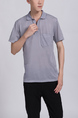 Gray Collar Chest Pocket Plus Size Men Shirt for Casual Party