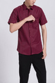 Red Button Down Chest Pocket Collar Plus Size Men Shirt for Casual Party Office