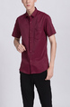 Red Button Down Chest Pocket Collar Plus Size Men Shirt for Casual Party Office