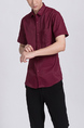 Red Button Down Chest Pocket Collar Plus Size Men Shirt for Casual Party Office