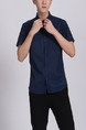 Blue Button Down Chest Pocket Collar Plus Size Men Shirt for Casual Party Office