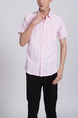 Pink Button Down Chest Pocket Collar Plus Size Men Shirt for Casual Party Office