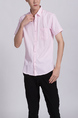 Pink Button Down Chest Pocket Collar Plus Size Men Shirt for Casual Party Office