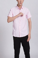 Pink Button Down Chest Pocket Collar Plus Size Men Shirt for Casual Party Office
