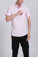 Pink Button Down Chest Pocket Collar Plus Size Men Shirt for Casual Party Office