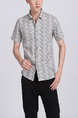 White Colorful Button Down Collar Plus Size Men Shirt for Casual Party Office