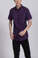 Purple Collar Chest Pocket Button Down Plus Size Men Shirt for Casual Party Office