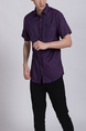 Purple Collar Chest Pocket Button Down Plus Size Men Shirt for Casual Party Office