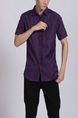 Purple Collar Chest Pocket Button Down Plus Size Men Shirt for Casual Party Office