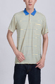 Yellow Blue Chest Pocket Collared Polo Plus Size Men Shirt for Casual Party Office