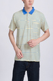 Yellow Blue Chest Pocket Collared Polo Plus Size Men Shirt for Casual Party Office