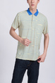 Yellow Blue Chest Pocket Collared Polo Plus Size Men Shirt for Casual Party Office
