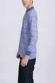 Blue Chest Pocket Collared Polo Plus Size Long Sleeves Men Shirt for Casual Party Office