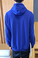 Blue Pull Over Pocket Long Sleeve Plus Size Men Hoodie for Casual