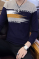 Blue and Gray Round Neck Long Sleeve Plus Size Men Sweater for Casual