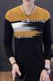 Black and Yellow Round Neck Long Sleeve Plus Size Men Sweater for Casual