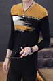 Black and Yellow Round Neck Long Sleeve Plus Size Men Sweater for Casual