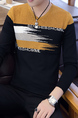 Black and Yellow Round Neck Long Sleeve Plus Size Men Sweater for Casual