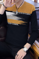 Black and Yellow Round Neck Long Sleeve Plus Size Men Sweater for Casual