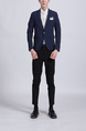 Blue Lapel Pockets Long Sleeve Men Suit for Office Party Evening Groomsmen