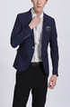 Blue Lapel Pockets Long Sleeve Men Suit for Office Party Evening Groomsmen