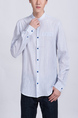 Blue Striped Button Down Chest Pocket Long Sleeve Men Shirt for Casual Party Office Evening Nightclub