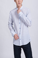 Blue Striped Button Down Chest Pocket Long Sleeve Men Shirt for Casual Party Office Evening Nightclub