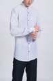 Blue Striped Button Down Chest Pocket Long Sleeve Men Shirt for Casual Party Office Evening Nightclub