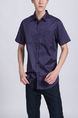 Purple Button Down Chest Pocket Collared Men Shirt for Casual Party Office Evening Nightclub