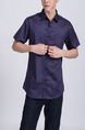 Purple Button Down Chest Pocket Collared Men Shirt for Casual Party Office Evening Nightclub