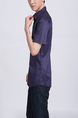 Purple Button Down Chest Pocket Collared Men Shirt for Casual Party Office Evening Nightclub