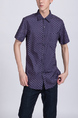 Purple Button Down Chest Pocket Collared Men Shirt for Casual Party Office Evening Nightclub
