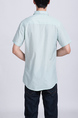 Aqua Collared Button Down Chest Pocket Men Shirt for Casual Party Office Evening Nightclub