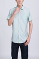 Aqua Collared Button Down Chest Pocket Men Shirt for Casual Party Office Evening Nightclub
