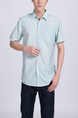 Aqua Collared Button Down Chest Pocket Men Shirt for Casual Party Office Evening Nightclub