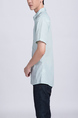 Aqua Collared Button Down Chest Pocket Men Shirt for Casual Party Office Evening Nightclub