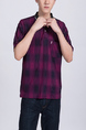 Purple and Black Collared Chest Pocket Polo Men Shirt for Casual Party Office