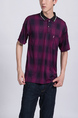 Purple and Black Collared Chest Pocket Polo Men Shirt for Casual Party Office