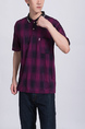 Purple and Black Collared Chest Pocket Polo Men Shirt for Casual Party Office