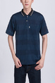 Blue Green and Black Striped Collared Chest Pocket Polo Men Shirt for Casual Party Office
