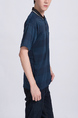 Blue Green and Black Striped Collared Chest Pocket Polo Men Shirt for Casual Party Office
