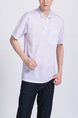 White Collared Chest Pocket Polo Men Shirt for Casual Party Office