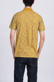 Yellow Collared Chest Pocket Printed Polo Men Shirt for Casual Party Office