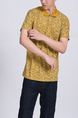 Yellow Collared Chest Pocket Printed Polo Men Shirt for Casual Party Office