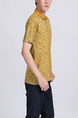 Yellow Collared Chest Pocket Printed Polo Men Shirt for Casual Party Office