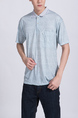 Blue Chest Pocket Collared Polo Men Shirt for Casual Party Office