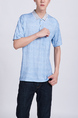 Blue Chest Pocket Collared Polo Men Shirt for Casual Party Office