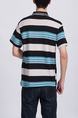 Colorful Striped Collared Chest Pocket Polo Men Shirt for Casual Party Office